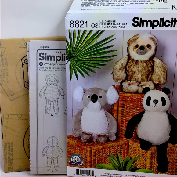Simplicity Pattern 8821 - 15” Stuffed Animals - Picture 3 of 7